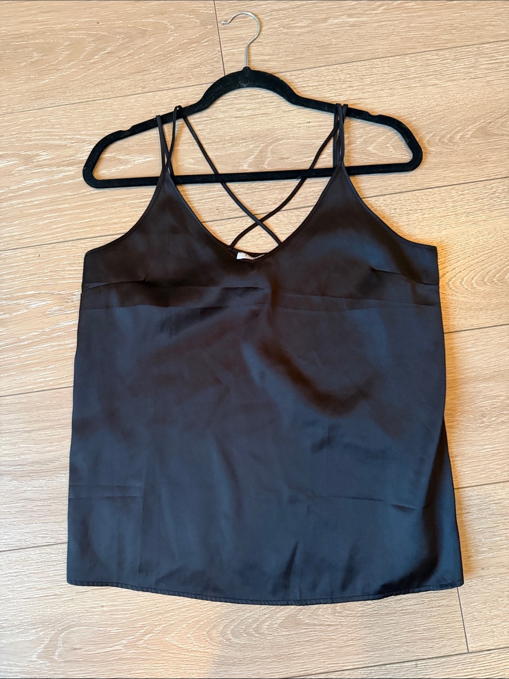 Women's Black V-Neck Crisscross Strappy Tank Top